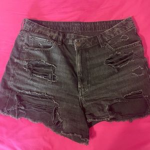 American Eagle Distressed Crossover Mom Jean Shorts